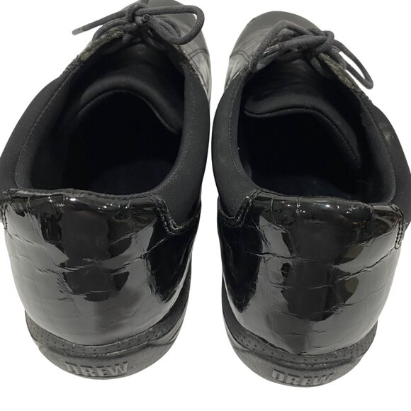 Drew Womens Black Crocodile-Embossed Lace-Up Shoes Size 10M Comfortable Arch Sup - Picture 7 of 10